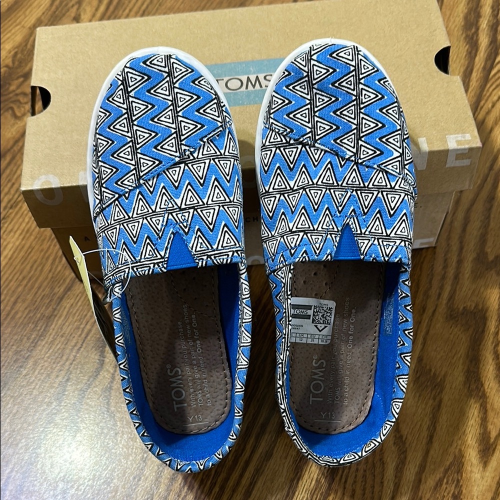 TOMS Blue Geometric Slip-On Shoes
